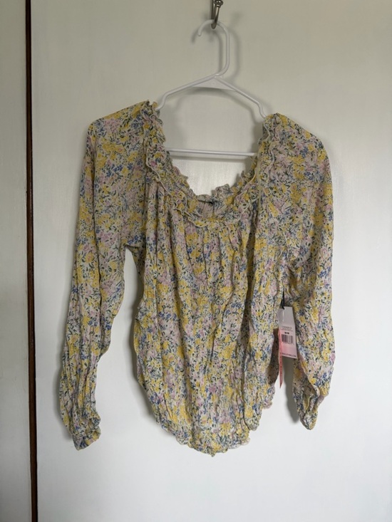 Dex Tops - Dex Yellow Multi Floral Smocked Neck Blouse